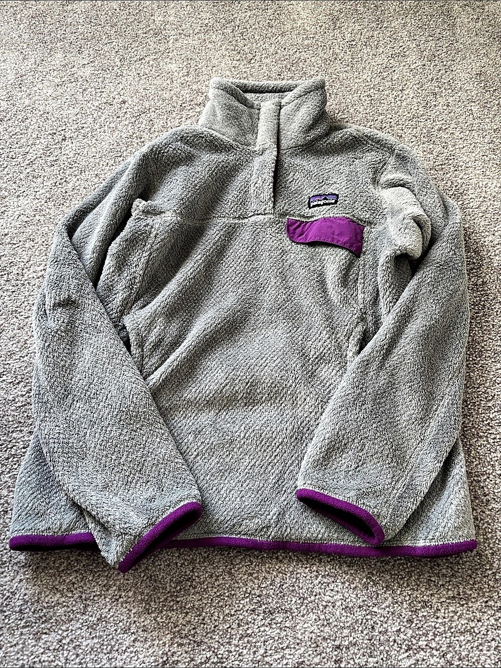 Patagonia Women's 1/4-Zip Snap Fleece Pullover Gray & Purple
